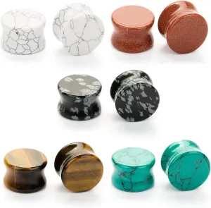 10pcs Stone Ear Plugs Stretching Kit Gauges 2g-20mm Saddle Double Flared Expander Set Stretcher Body Piercing Jewelry