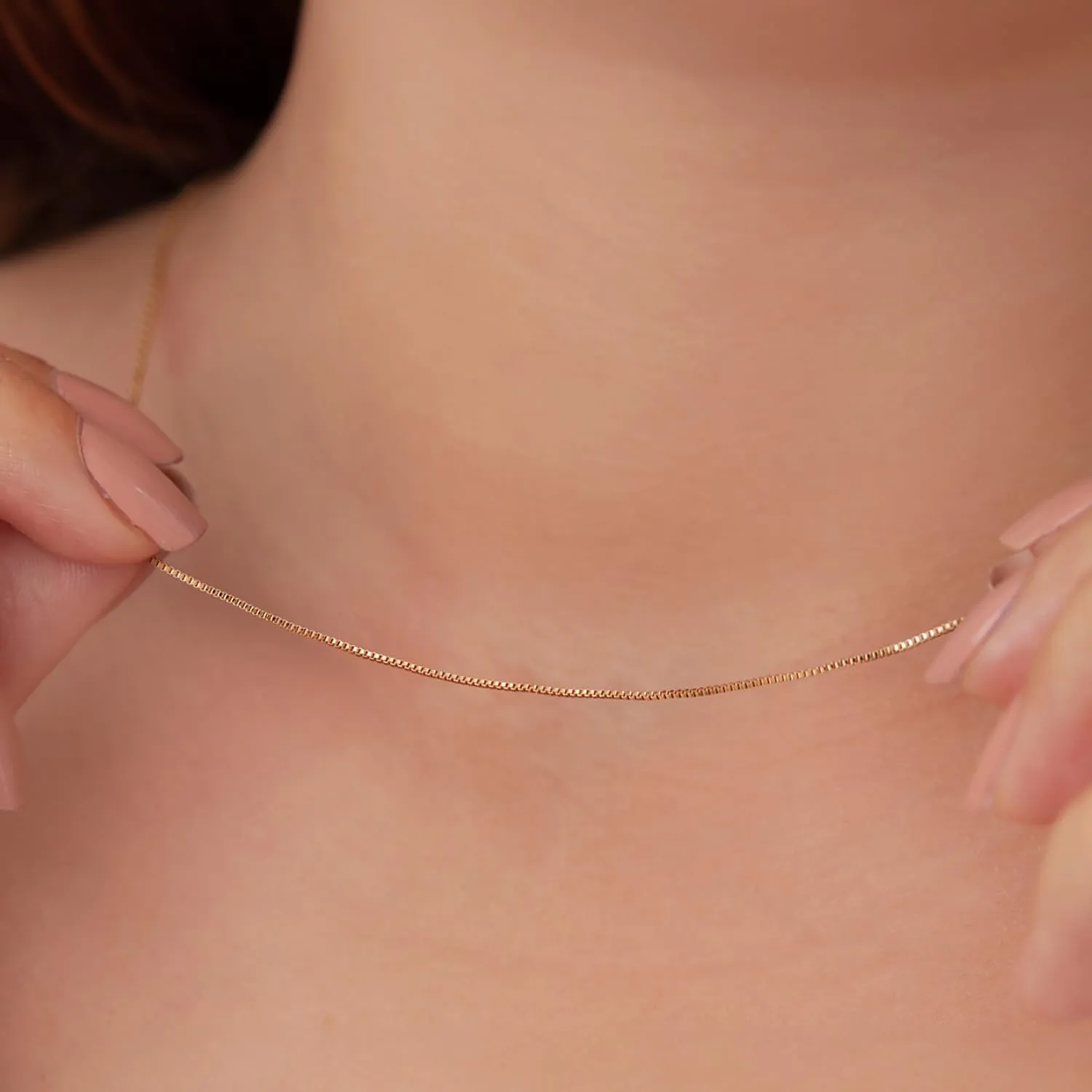 14K Gold Necklace for Women Gold Chain for Men 1mm Wide Thin Box Chain Thin Necklace for Women Chains Minimalist Classic Hip-Pop Necklaces Non Tarnish 16-26in