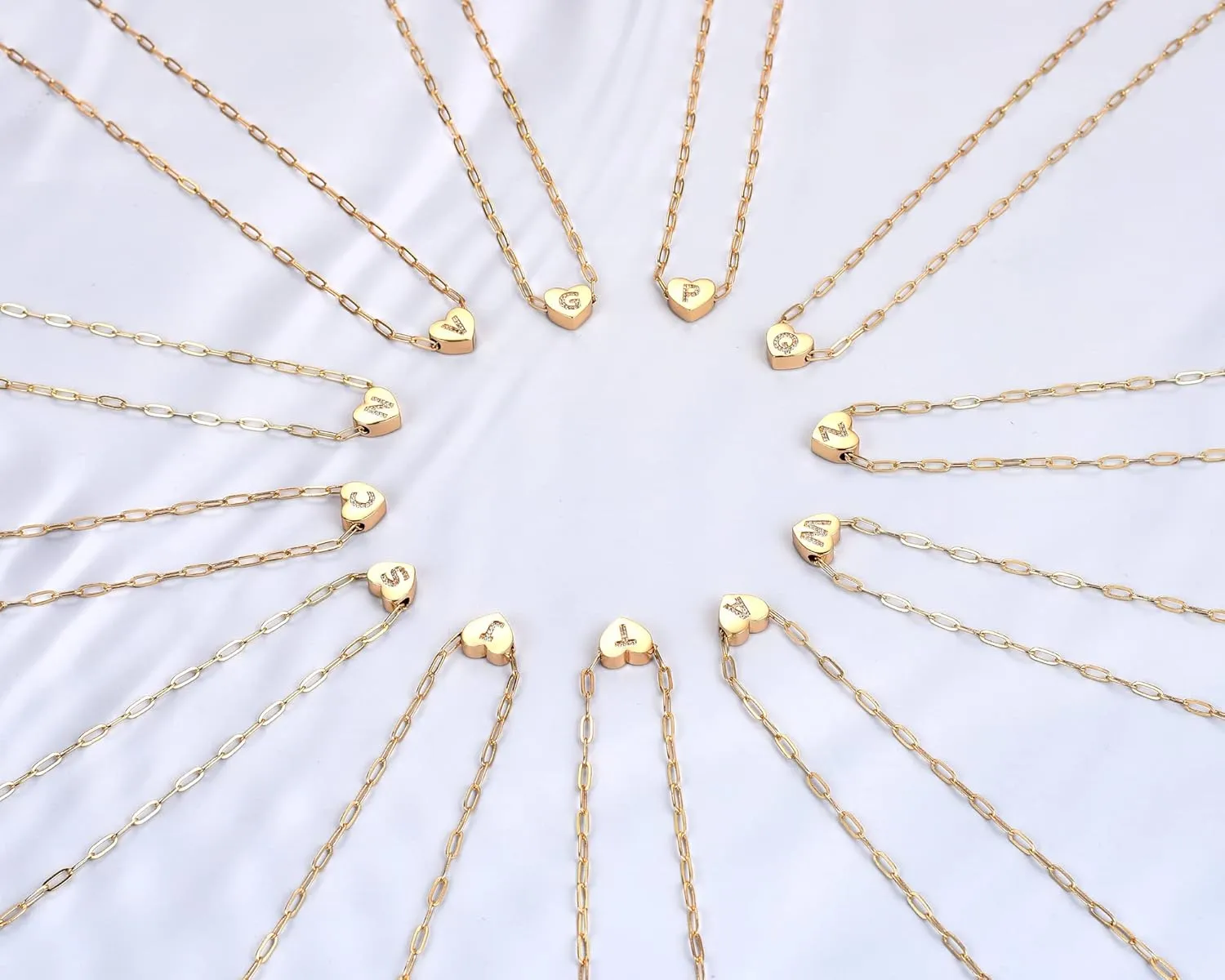 14K Gold Plated Dainty Layered Initial Necklaces for Women,Paperclip Chain Necklace Simple Cute Gold Initial Heart CZ Letter Pendant Adjustable Initial Gold Layering Choker Necklace for Women Jewelry Gifts