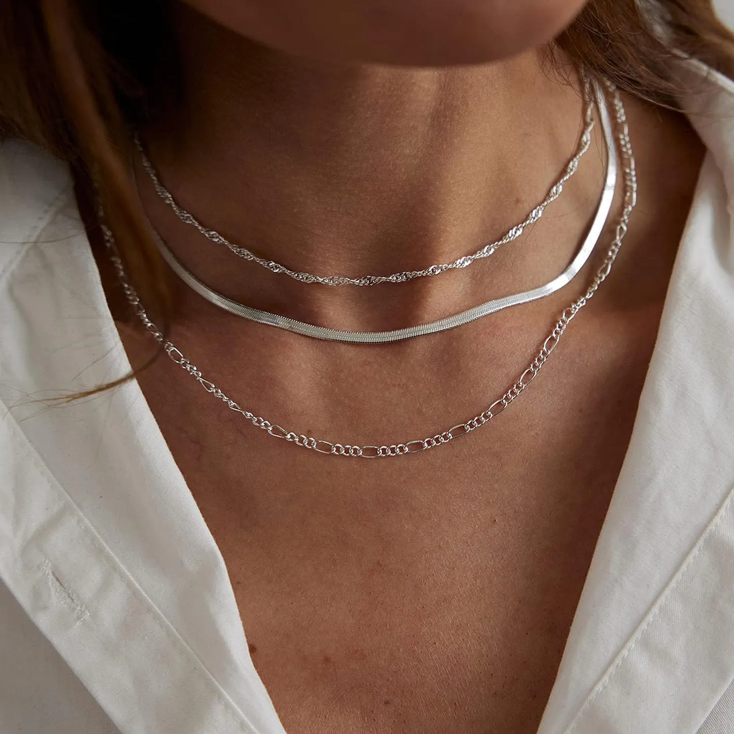 14K Gold Plated Layering Necklaces For Women Gold Necklace Set, Cuban Link, Snake Chain, Paperclip Layered Chains, Twisted Rope and Twisted Chain, Trendy Layering Necklace