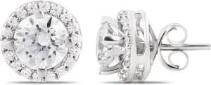 18 Kt Gold Plated 925 Sterling Silver with Cubic Zirconia Solitaire Diamond 2.5 CT STELLA Round Halo 2 in 1 EARRINGS | Gift for Girls & Women | Gift For Anniversary & Birthdays | Certificate Of Authenticity & 925 Stamp