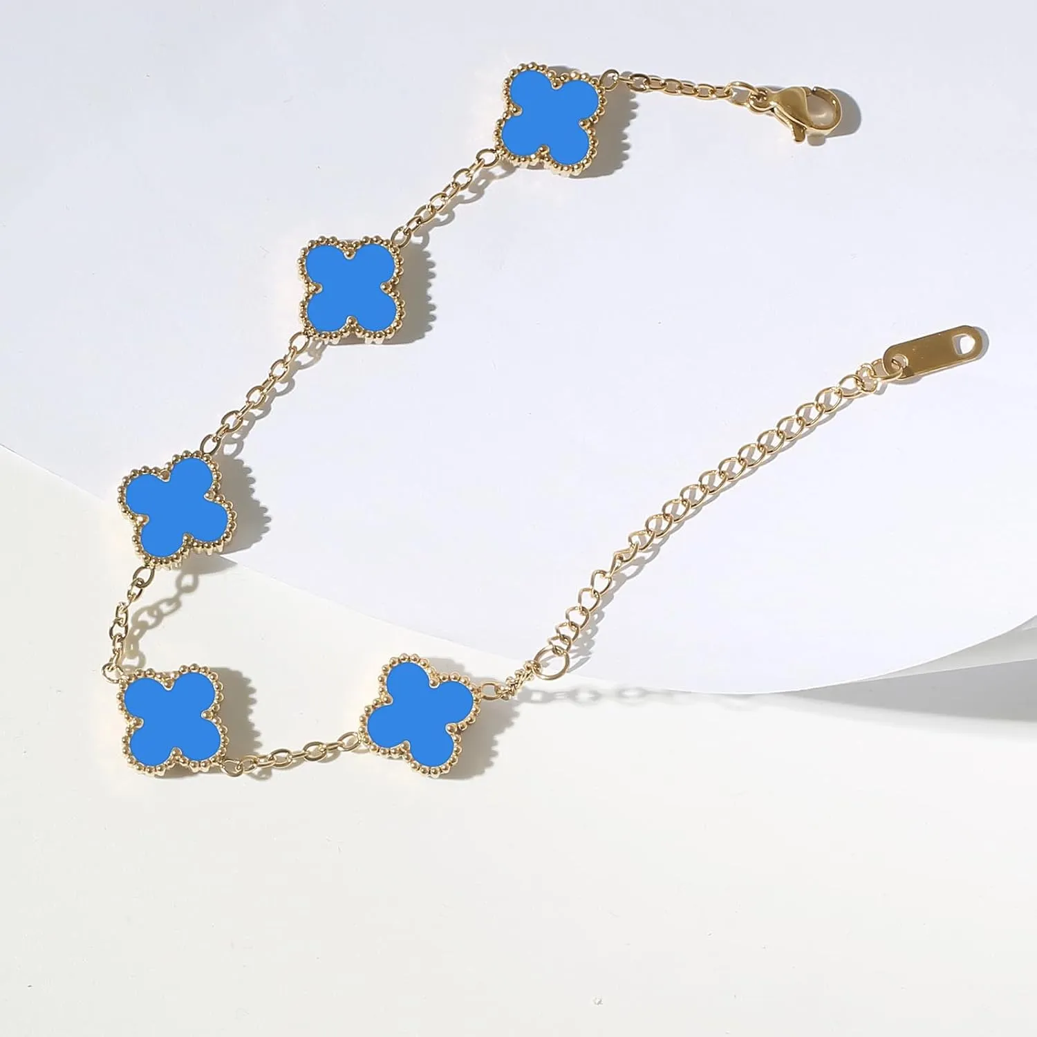18K Gold Plated Bracelet Gold Clover Bracelet Set for Women Four Leaf Lucky Bracelets Dupes Trendy Jewelry Birthday Gifts for Women