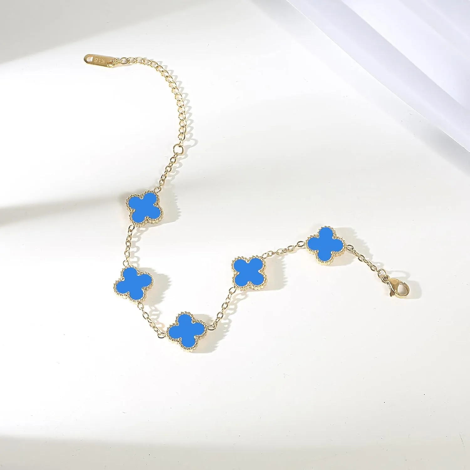 18K Gold Plated Bracelet Gold Clover Bracelet Set for Women Four Leaf Lucky Bracelets Dupes Trendy Jewelry Birthday Gifts for Women