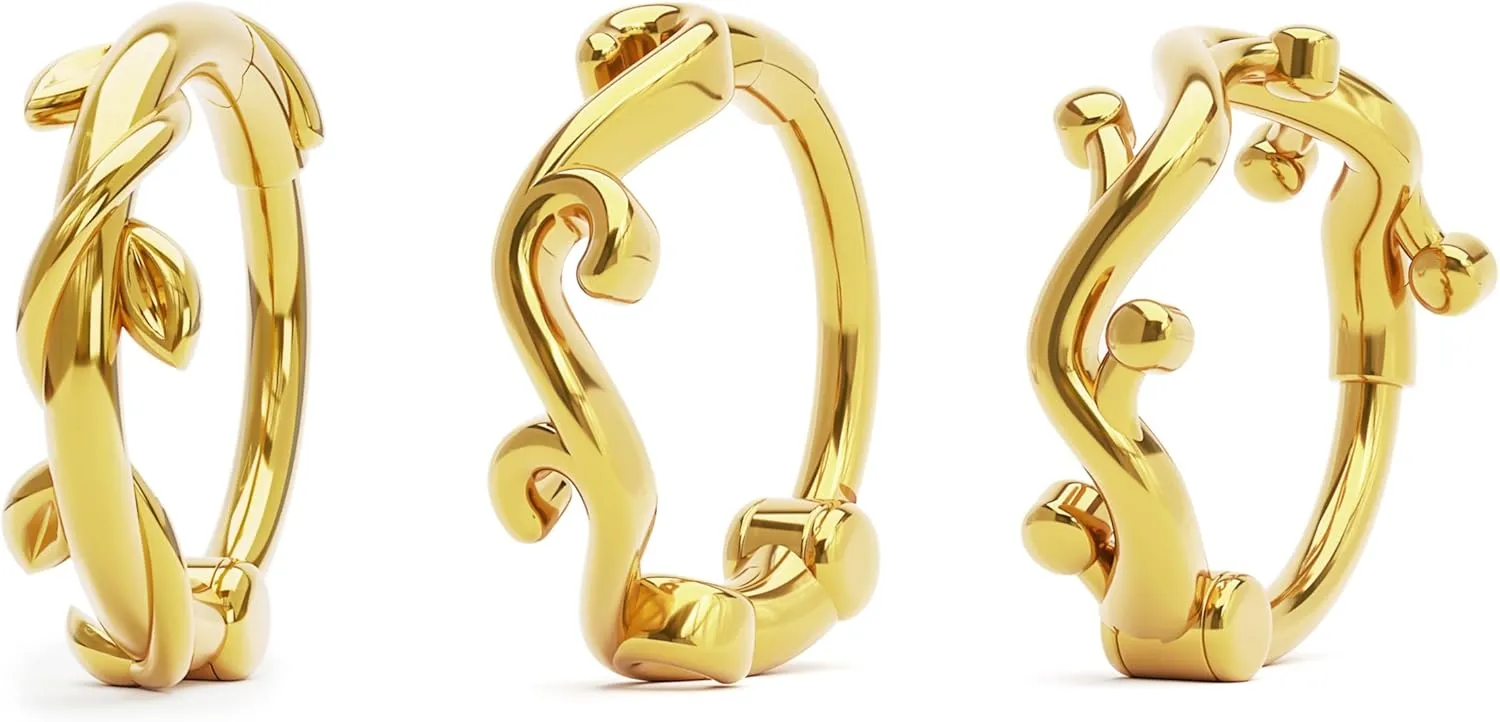 18K Gold Vermeil/Sterling Silver Minimalist Swirly Nose Hoops Set of 3, Nostril Piercing Jewelry, Cartilage Helix Earring, Unique Nose Rings