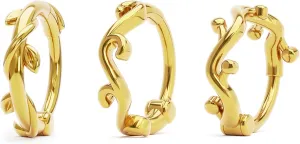 18K Gold Vermeil/Sterling Silver Minimalist Swirly Nose Hoops Set of 3, Nostril Piercing Jewelry, Cartilage Helix Earring, Unique Nose Rings
