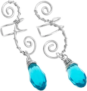 1Pair Ear Cuff Crystal Pendant Ear Clip Non Pierced Ear Jewelry for Women Delicate Ear Decor Present for Special Occasions Unique Curvy Design with Shiny Crystal