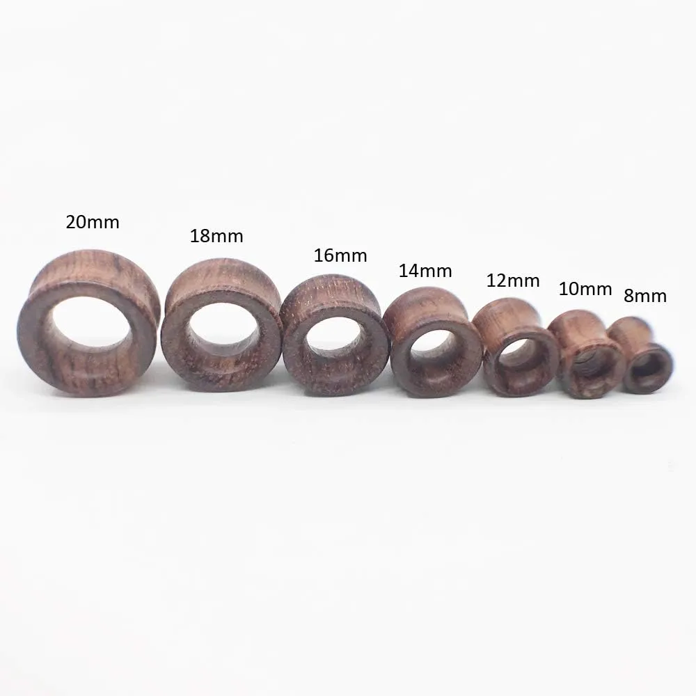 2 Pairs Brown Natural Wood Ear Plugs Double Expander Ear Gauges Stretched Piercing Body Jewelry