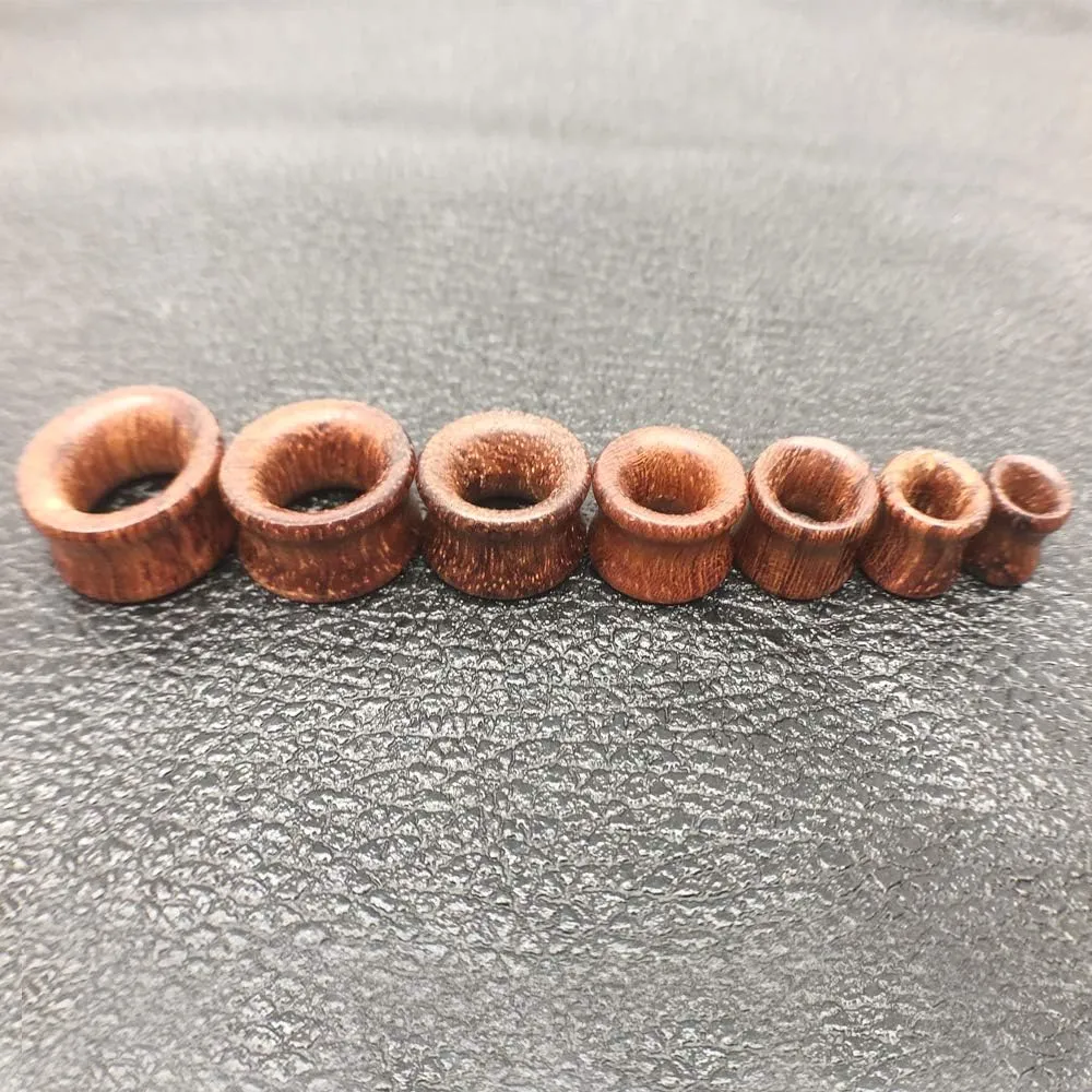 2 Pairs Brown Natural Wood Ear Plugs Double Expander Ear Gauges Stretched Piercing Body Jewelry