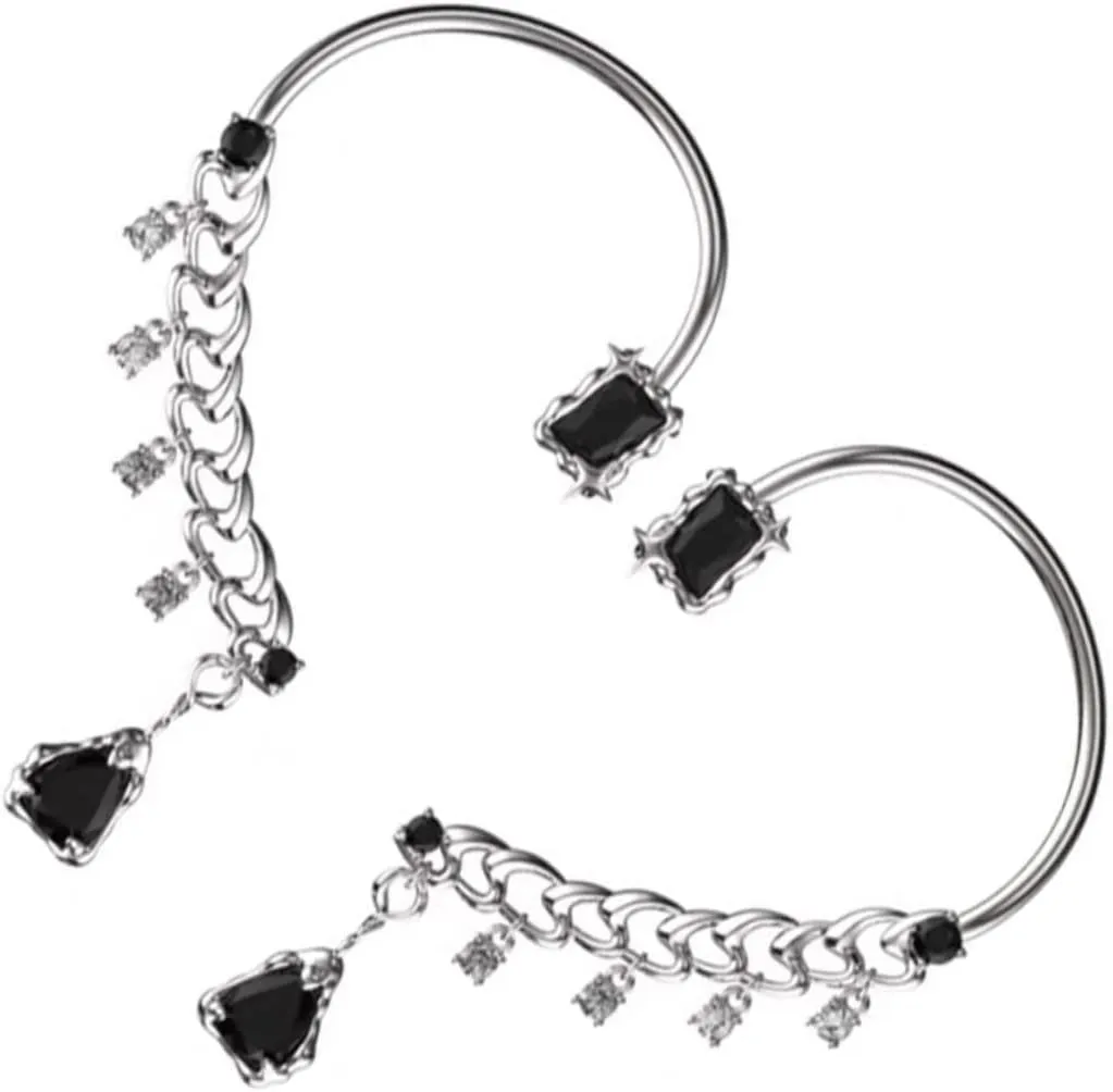 2pcs Vintage Metal Ear Clips Punk Gothic Style Non-piercing Ear Cuff Wrap Earrings for Cartilage