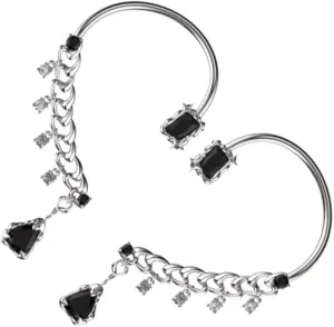 2pcs Vintage Metal Ear Clips Punk Gothic Style Non-piercing Ear Cuff Wrap Earrings for Cartilage