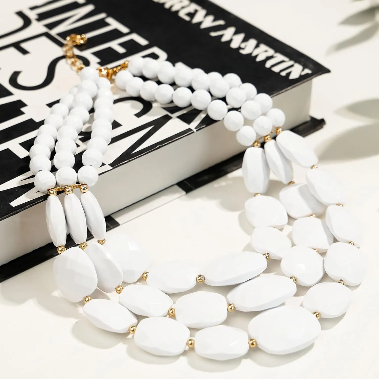 3 Layer Beaded Statement Chunky Necklaces and Earrings Set, Handmade Jewelry Set for Women, African Tribal Costume Collar Necklace