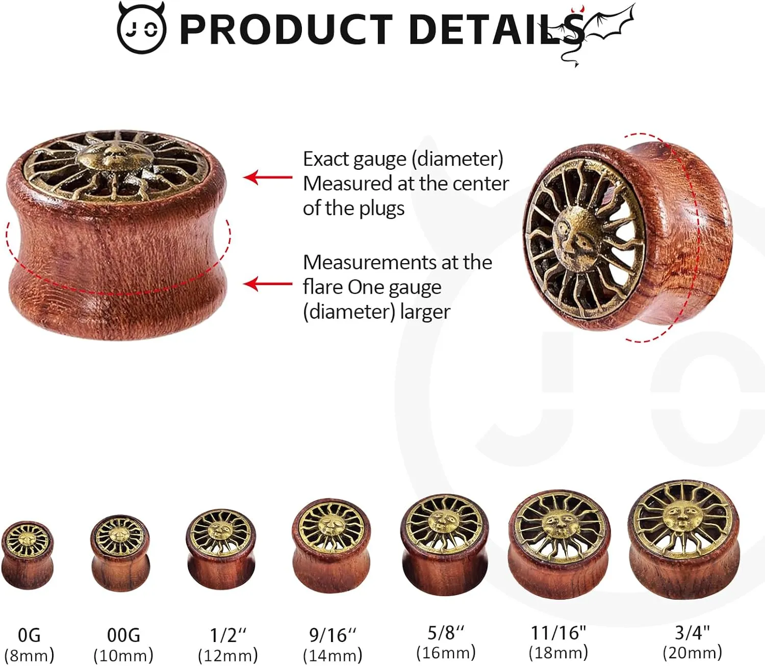 3 Pairs Natural Wooden Ear Tunnels Plugs Hollow Double Flared Ear Expander Plugs Ear Piercing Ear Stretcher for Women and Men Gauge 8-20mm