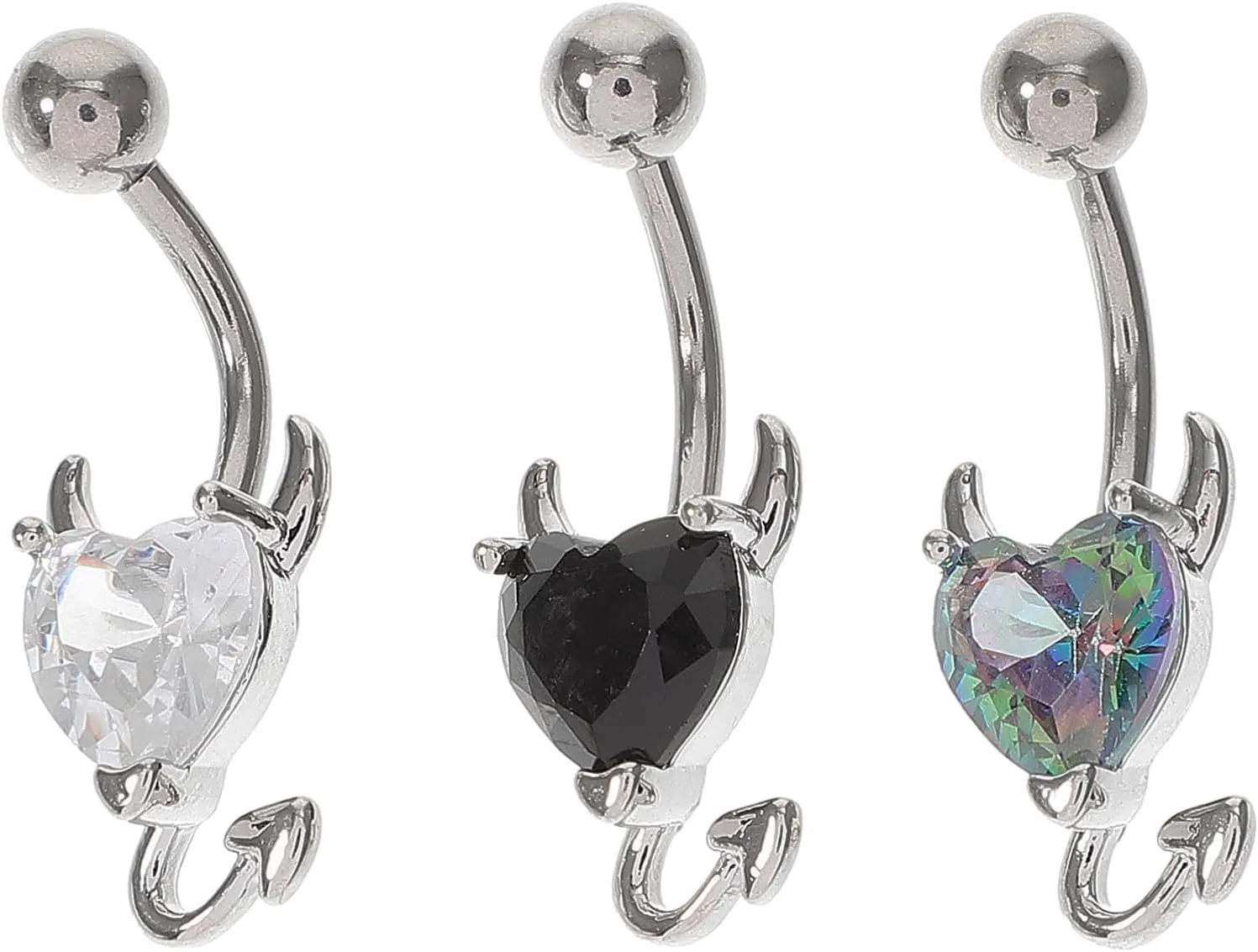 3pcs Zircon Devil Belly Rings for Women Stylish Navel Piercing Jewelry Unique Body Decor for Beach Parties Everyday Wear Fashionable Present for Friends Loved Ones