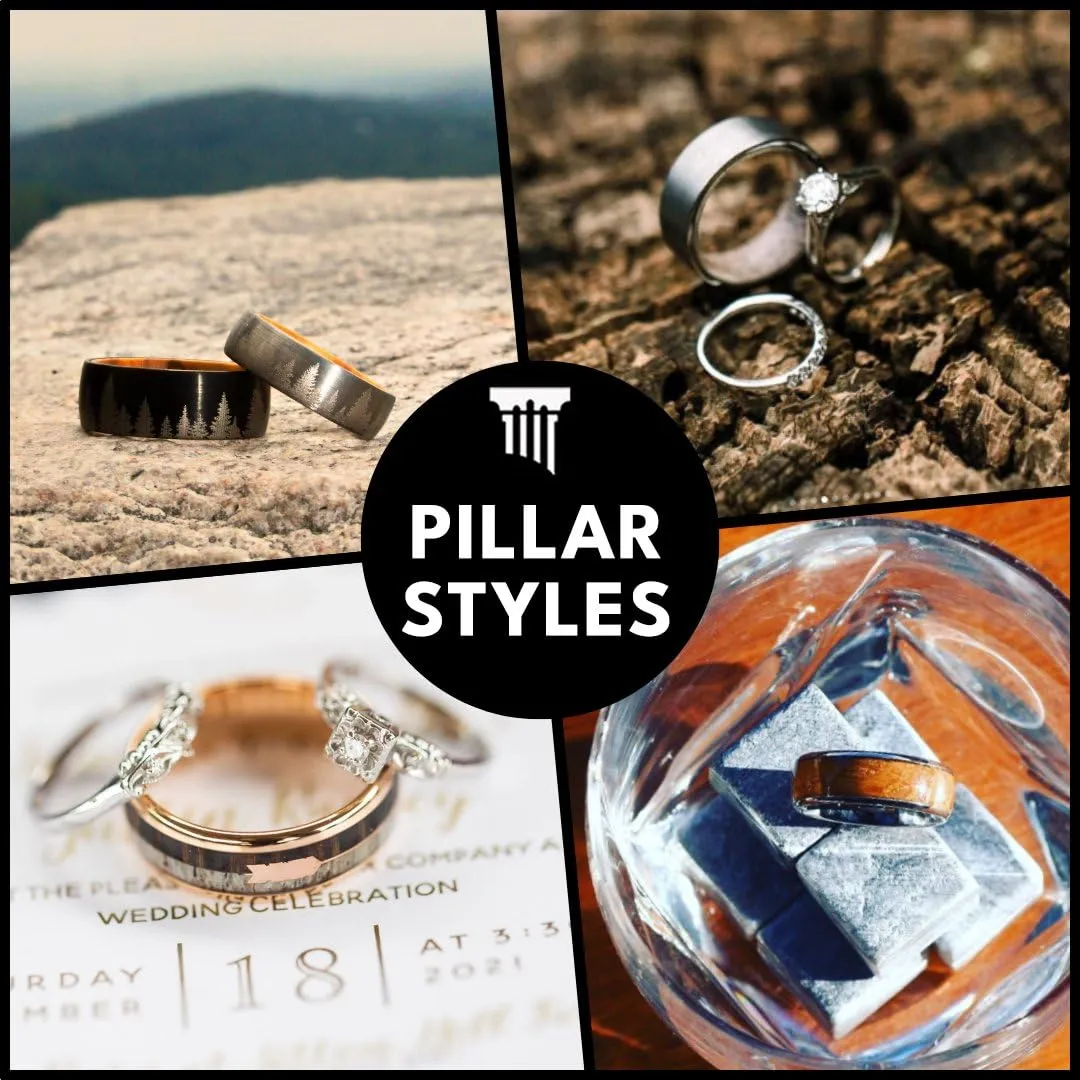 4mm Black Mother of Pearl Ring Tungsten Wedding Bands Womens Ring Thin Offset Pearl Inlay Hammered Tungsten Ring Unique Anniversary Gifts for Her Couples Rings