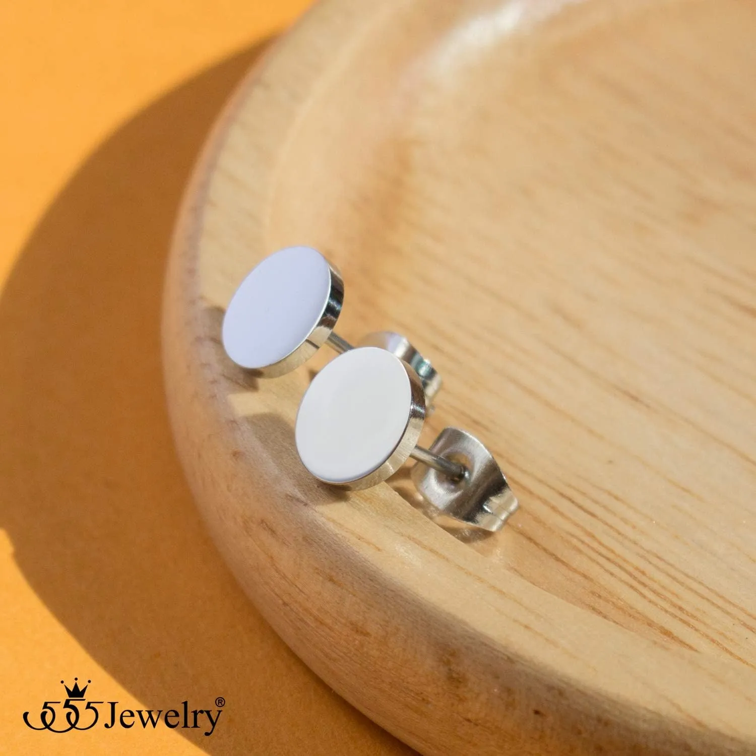 555Jewelry Womens Stainless Steel Minimal Matte Circle Disc Stud Round Shape Earrings