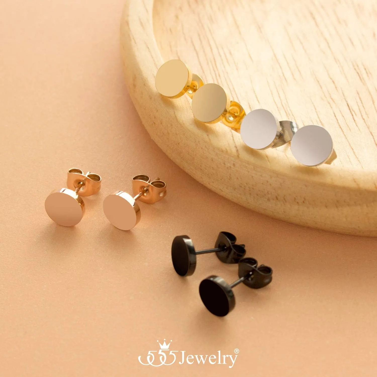555Jewelry Womens Stainless Steel Minimal Matte Circle Disc Stud Round Shape Earrings