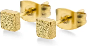555Jewelry Womens Stainless Steel Square Cube Shape Glittery Cute Stud Earrings