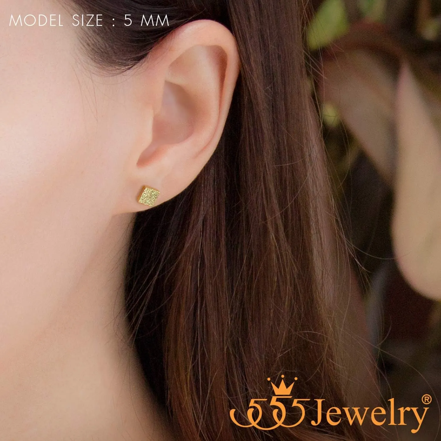 555Jewelry Womens Stainless Steel Square Cube Shape Glittery Cute Stud Earrings
