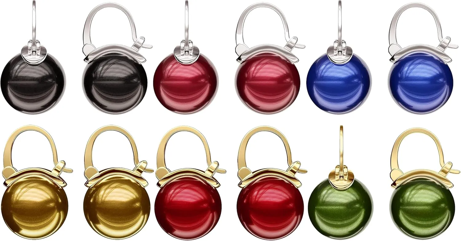 6 sets Pearl Drop Stud Earrings Huggie Hoop Earrings for Women, ideal bridal, work, party, dress, holidays