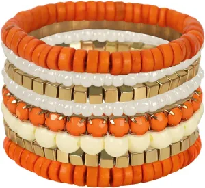 8Pcs Bohemian Beads Bracelets Set Colorful Cube Multi Strand Stretch Stackable Bangle Y2K Bracelet Set
