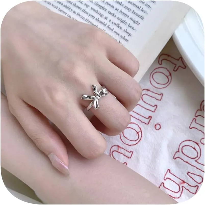 925 Silver Butterfly Rings for Women,Love Rings for Girlfriend Always with You Jewelry Rings,Couples Bands Hugging Ring for Women's Size Adjustable