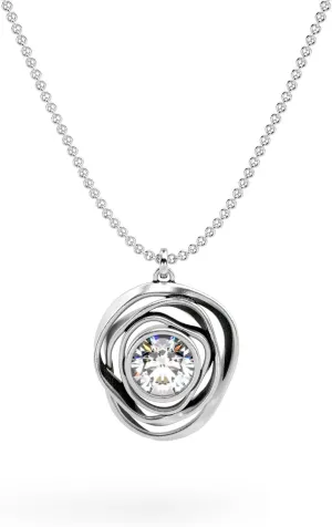925 Sterling Silver Cubic Zirconia Necklace For Woman By Paz Creations, Sterling Silver Pendant Necklace Hand Crafted, Organic Textured CZ Necklaces For Women With 1 Year Warranty