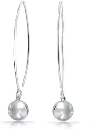 925 Sterling Silver Hanging Ball Wire Earrings For Women, Bead Earring, Ball Bead Earrings For Women, 8MM, 10MM,12MM