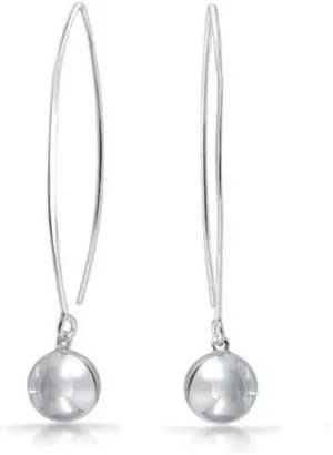 925 Sterling Silver Hanging Ball Wire Earrings For Women, Bead Earring, Ball Bead Earrings For Women, 8MM, 10MM,12MM