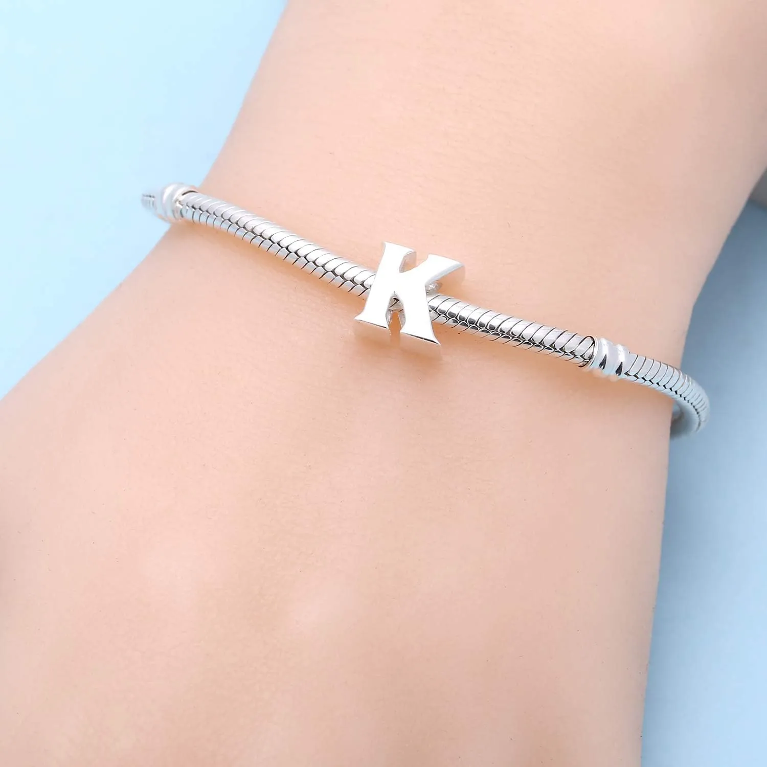 925 Sterling Silver Initial A-z Charms fit Pandora Charms Bracelet Alphabet Letter Beads for Wife Mom Women Christmas Mother's day Valentine's Day Gift
