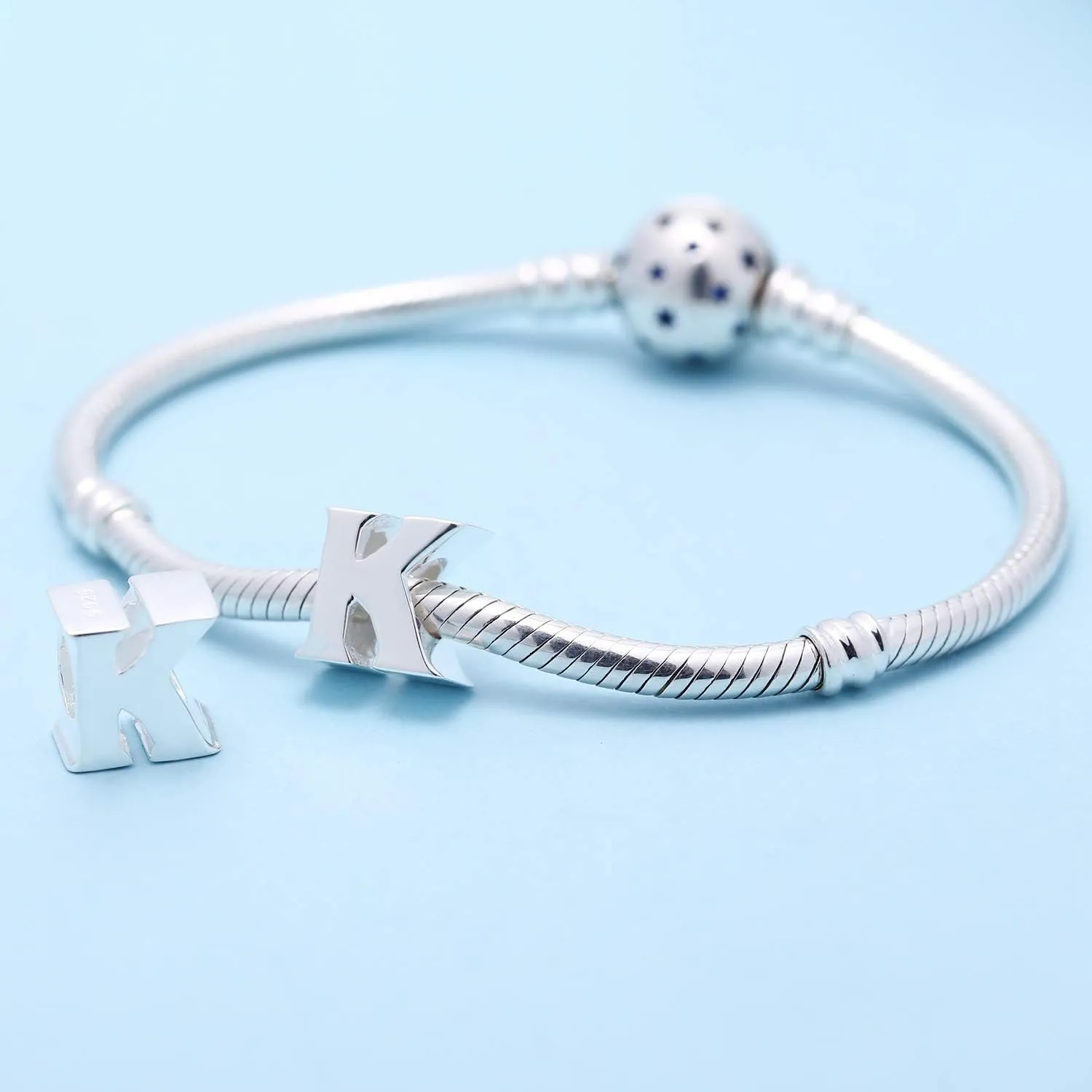 925 Sterling Silver Initial A-z Charms fit Pandora Charms Bracelet Alphabet Letter Beads for Wife Mom Women Christmas Mother's day Valentine's Day Gift