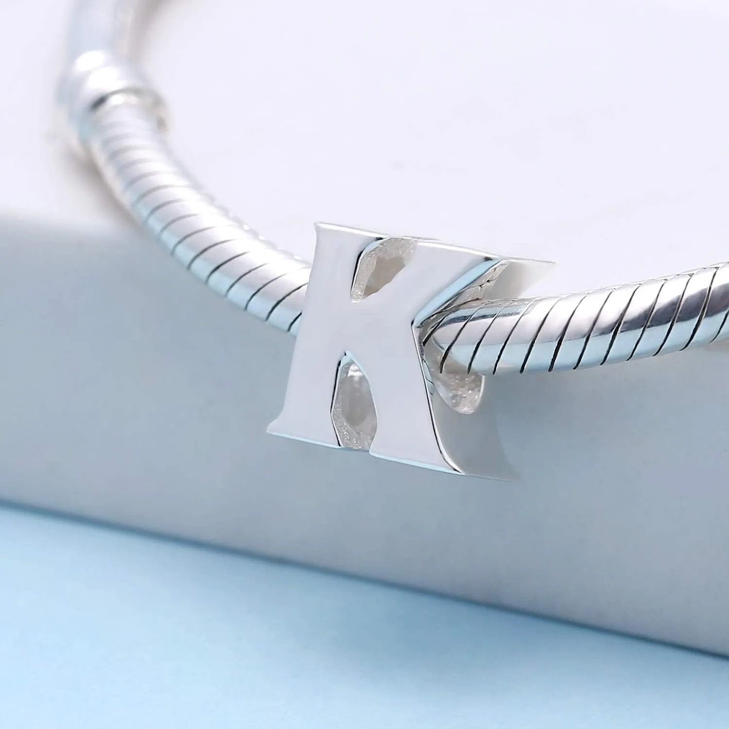 925 Sterling Silver Initial A-z Charms fit Pandora Charms Bracelet Alphabet Letter Beads for Wife Mom Women Christmas Mother's day Valentine's Day Gift
