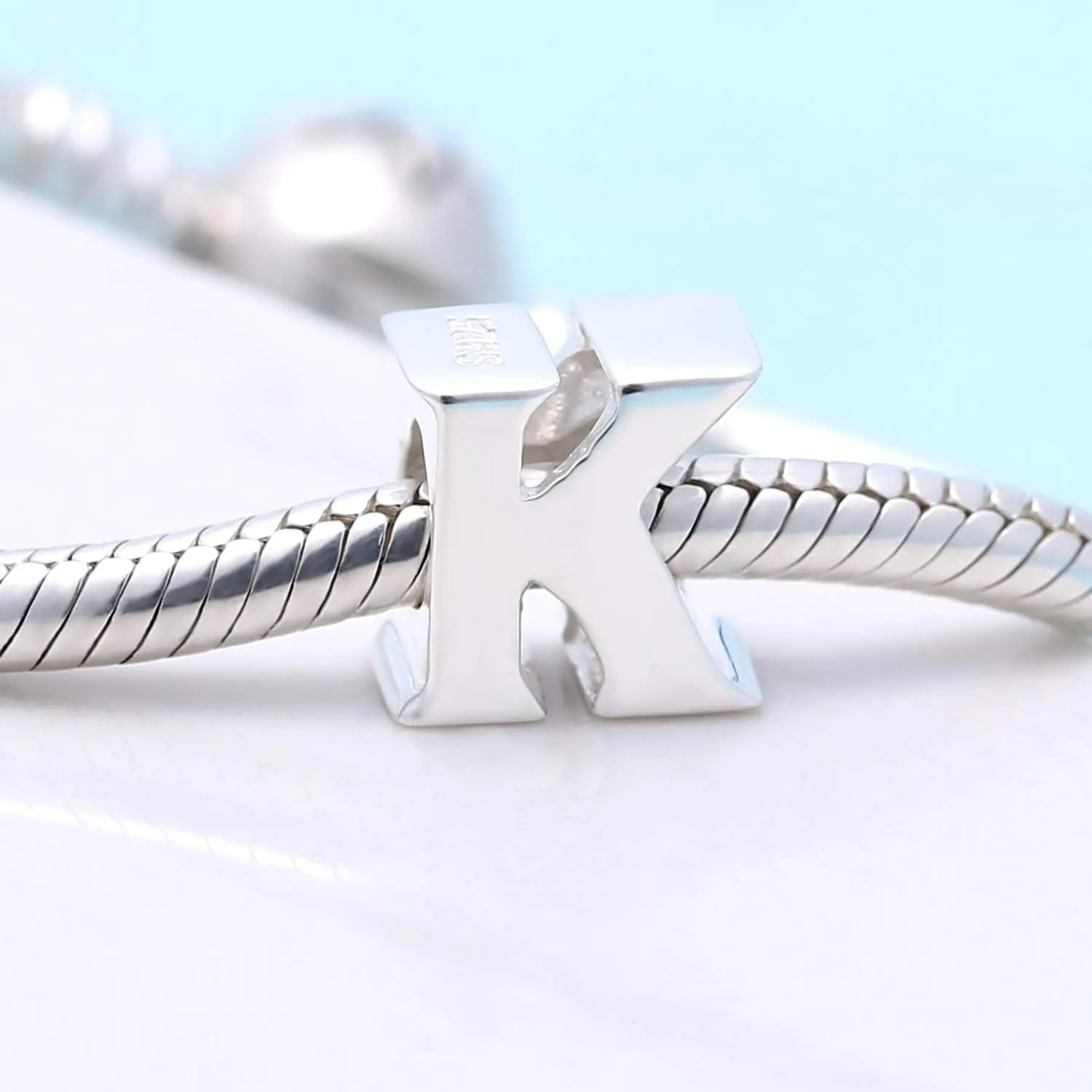 925 Sterling Silver Initial A-z Charms fit Pandora Charms Bracelet Alphabet Letter Beads for Wife Mom Women Christmas Mother's day Valentine's Day Gift