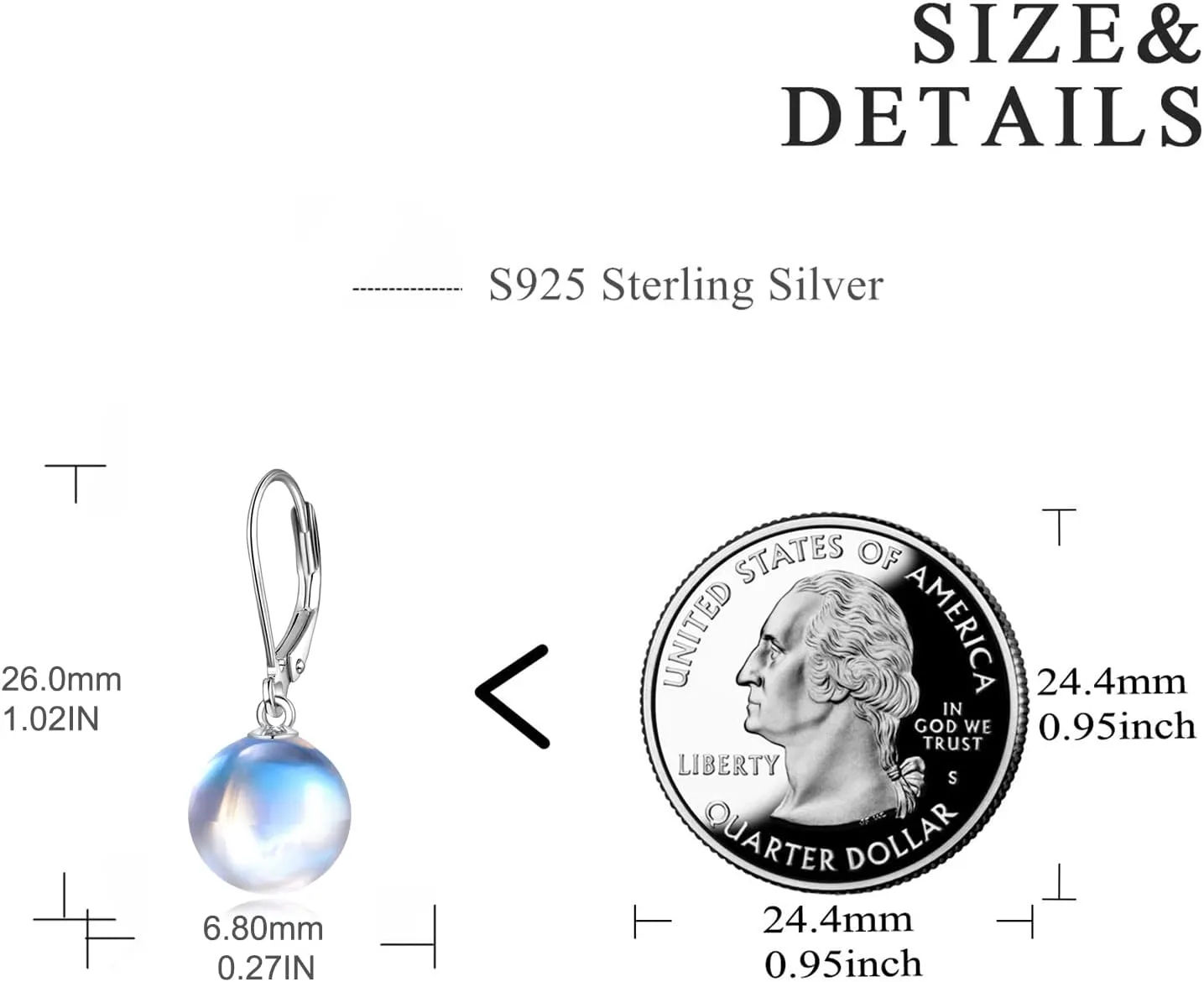 925 Sterling Silver Pearl Leverback Earrings Dangle Drop Jewelry Gifts for Women