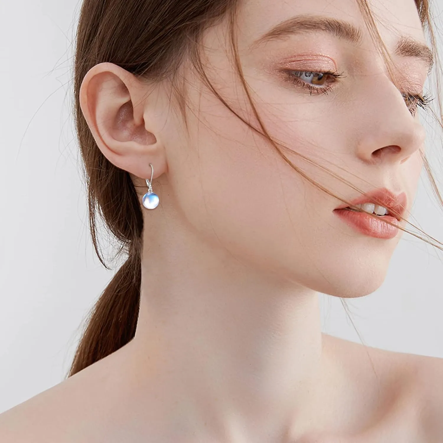 925 Sterling Silver Pearl Leverback Earrings Dangle Drop Jewelry Gifts for Women