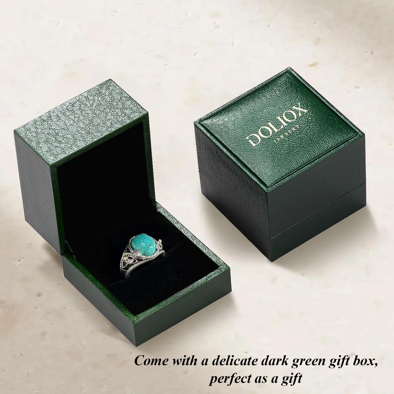 925 Sterling Silver Real Turquoise Dragon Ring for Men Unique Vintage and Genuine Natural Gemstone Rings Jewelry for Him Husband