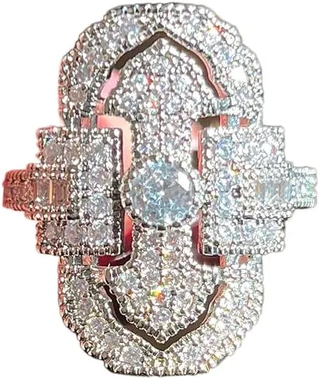 925 Sterling Silver Retro Hollowed out Palace style hand jewelry Unique styling full Diamond Zircon ring Zircon ring Female Jewelry found Earrings