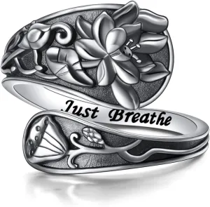 925 Sterling Silver Spoon Rings Butterfly/Dragonfly/Hummingbird Adjustable Sunflower Thumb Ring For Women Turquoise Boho Ring Vintage Rings Unique Jewelry Present for Christmas Mother's Day