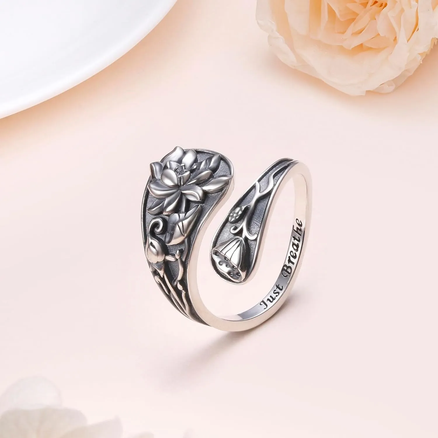 925 Sterling Silver Spoon Rings Butterfly/Dragonfly/Hummingbird Adjustable Sunflower Thumb Ring For Women Turquoise Boho Ring Vintage Rings Unique Jewelry Present for Christmas Mother's Day