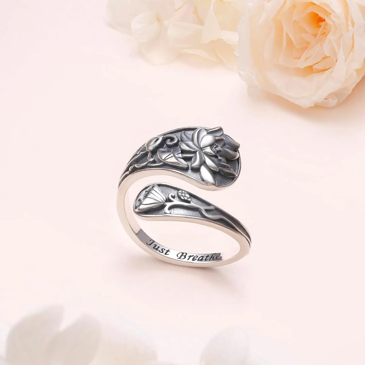 925 Sterling Silver Spoon Rings Butterfly/Dragonfly/Hummingbird Adjustable Sunflower Thumb Ring For Women Turquoise Boho Ring Vintage Rings Unique Jewelry Present for Christmas Mother's Day