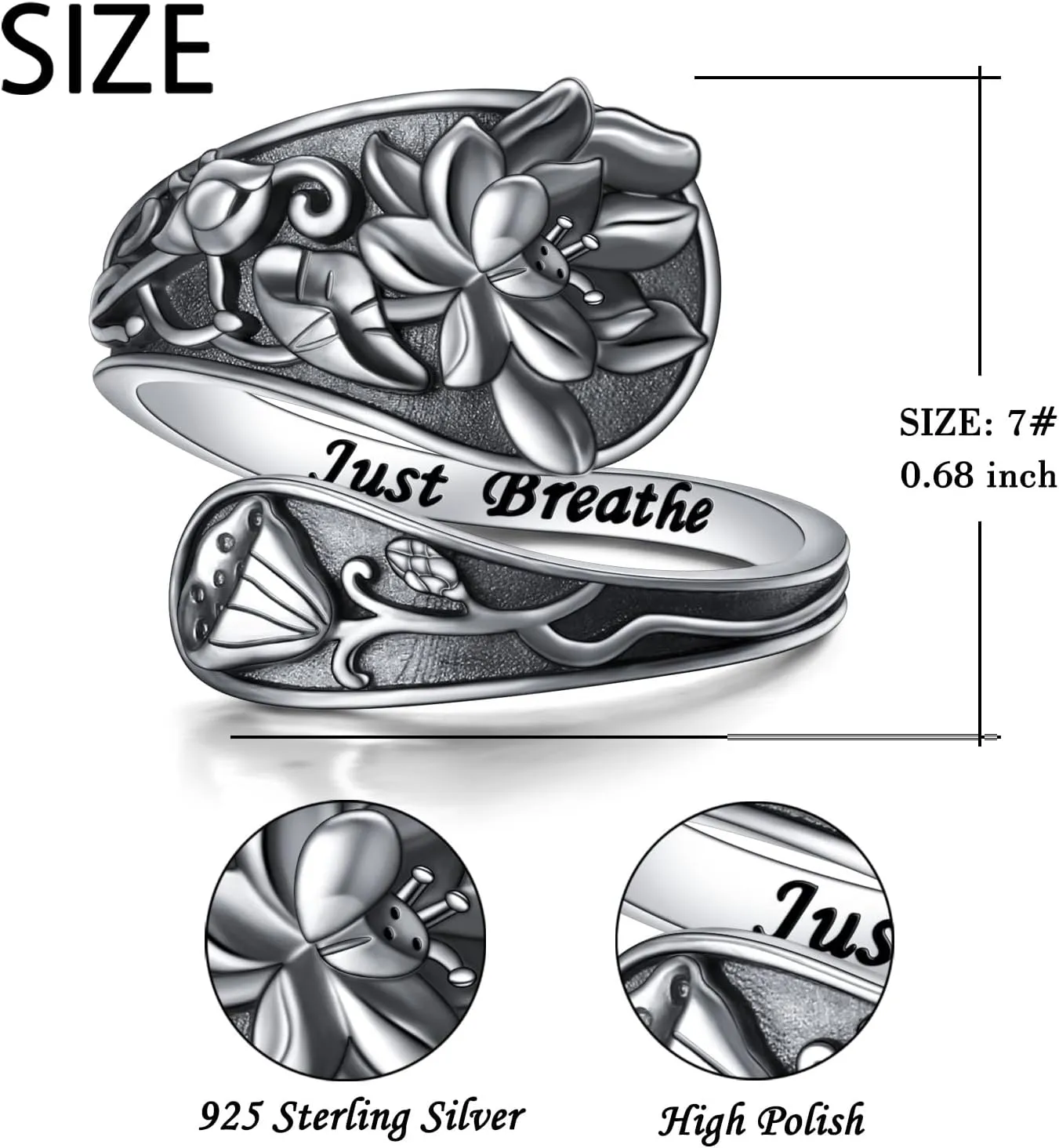 925 Sterling Silver Spoon Rings Butterfly/Dragonfly/Hummingbird Adjustable Sunflower Thumb Ring For Women Turquoise Boho Ring Vintage Rings Unique Jewelry Present for Christmas Mother's Day