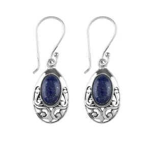 925 Sterling Silver Stud Earrings for Women, Natural Lapis Lazuli Earrings, Healing Crystals, Gemstone Crystals Jewelry, Handmade, Birthstone, Filigree, Bridal Jewelry
