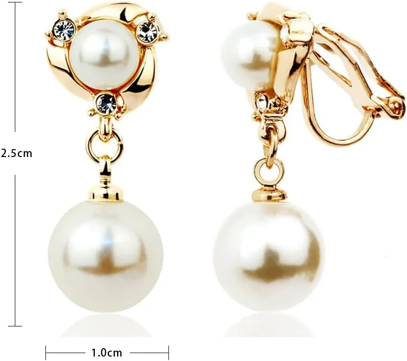 Acefeel Clip On Earring For Women Pearl Non Pierced Clip Earrings