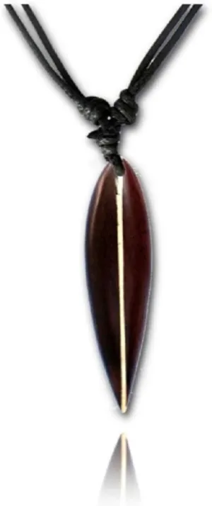 Adjustable Organic Wood Surfboard Pendant Necklace - Beach Necklaces or Surfer Necklace for Women or Men