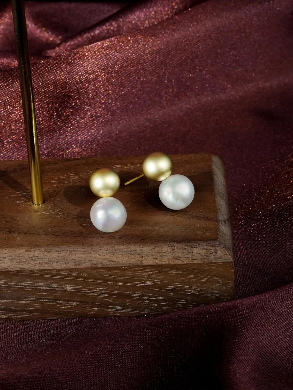 Agate Stone Drop Earrings, 12mm Glossy Ball Dangle Earrings Gold Plate Clasp for Women Fashion, Round Agate Dangle Hoop Earrings for Gift