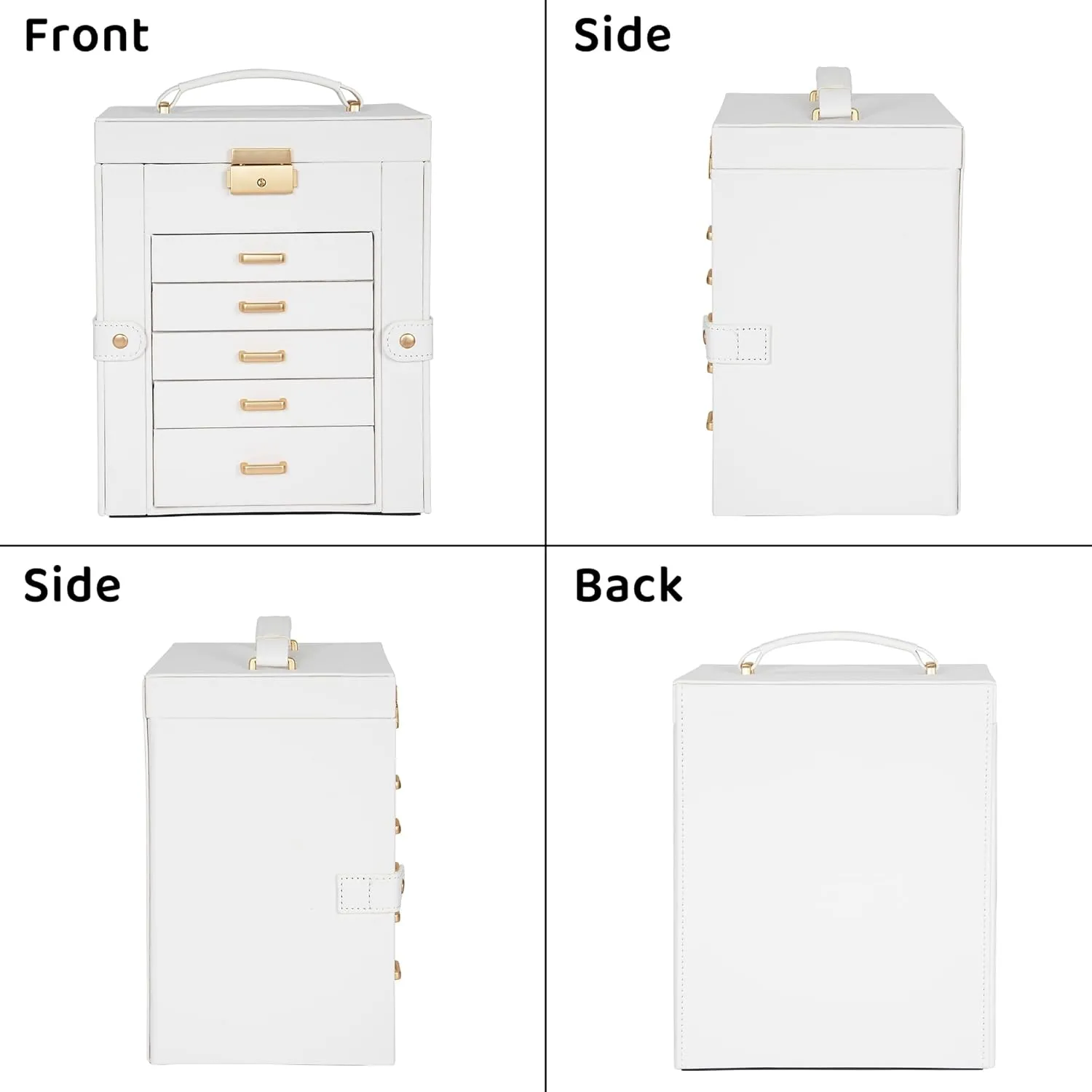 AKOZLIN 6-Tier Jewelry Box Lockable Leather Jewelry Storage Case with 5 Drawers for Women Girls Ring Necklace Earring Bracelet Holder Organizer with Mirror