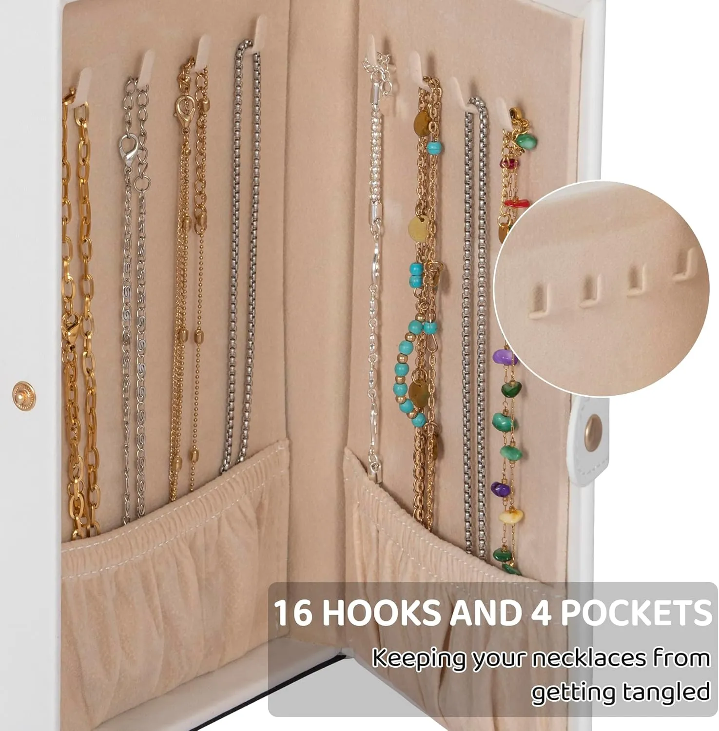 AKOZLIN 6-Tier Jewelry Box Lockable Leather Jewelry Storage Case with 5 Drawers for Women Girls Ring Necklace Earring Bracelet Holder Organizer with Mirror