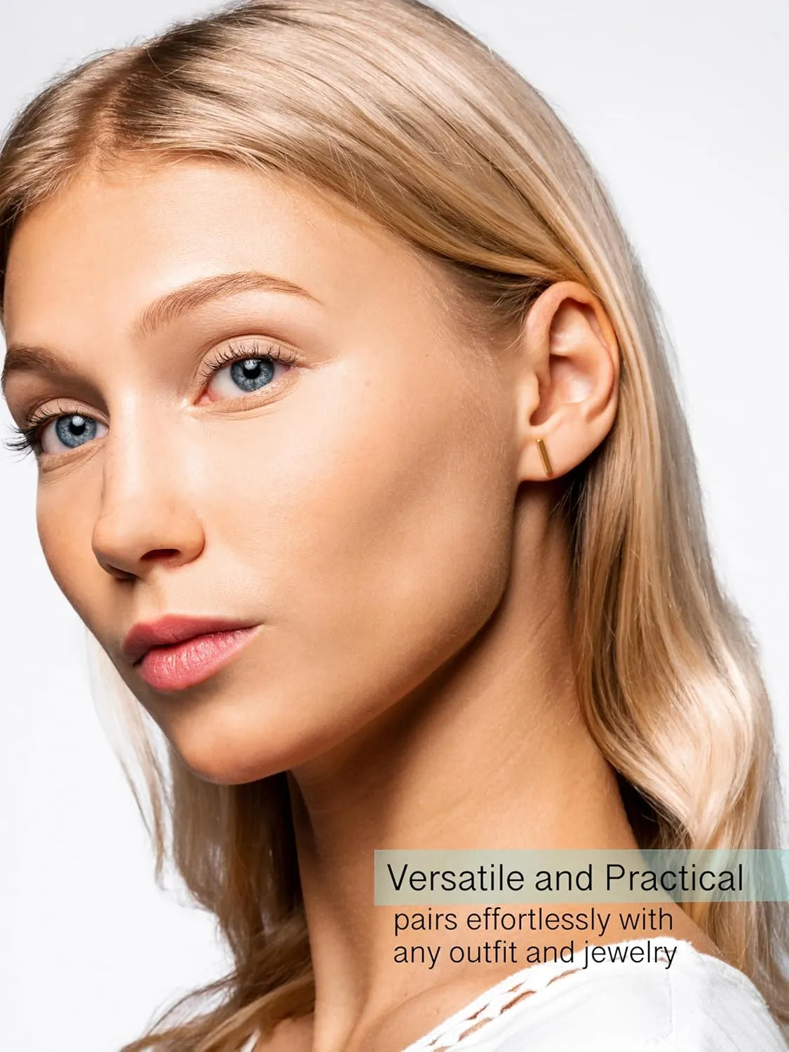 Altitude Boutique 18K Gold or Silver Plated Bar Stud Earrings | Hypoallergenic Small Bar Earrings for Women | Delicate Jewelry