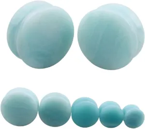Amazonite Natural Organic Stone Ear Tunnels Plugs Stretcher Flesh Expander Gauges Earrings Aventurine Double Flared Body Piercings Jewelry