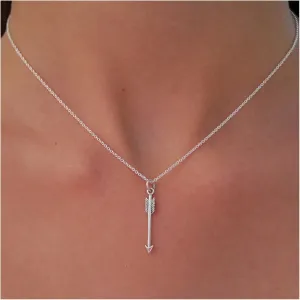 Andelaisi Boho Arrow Pendant Choker Necklace - Silver Arrow Cupid Vintage Minimal Jewelry for Women