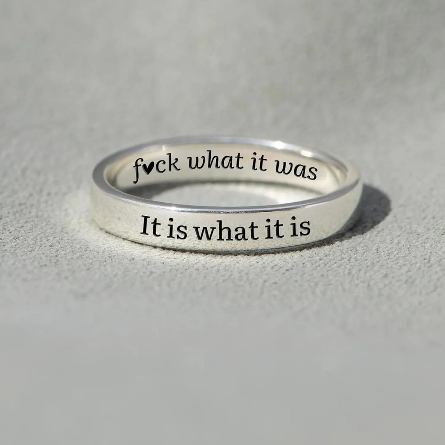 Angyape FCk What it Was Mantra Ring, Self Worth Inspirational Motivation Ring for Women Men Reminds You to Let Go of Your Trauma in a Playful Way Friendship Faith Hope Rings Jewelry